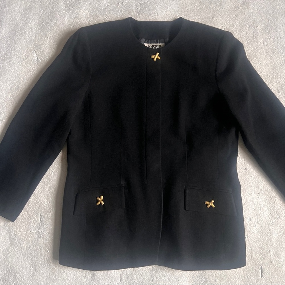 Vintage Kasper For A.S.L Black Blazer Classic Chic Old Money Aesthetic